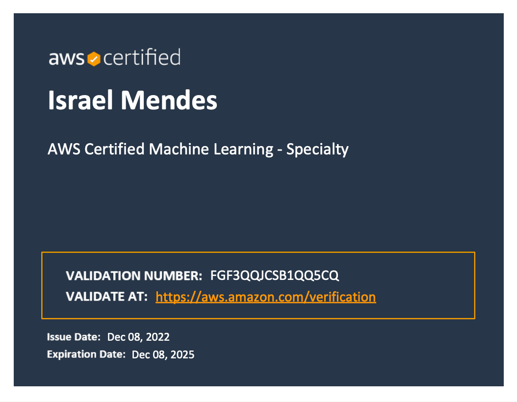 AWS Machine Learning Specialist certified - My process and performance in details